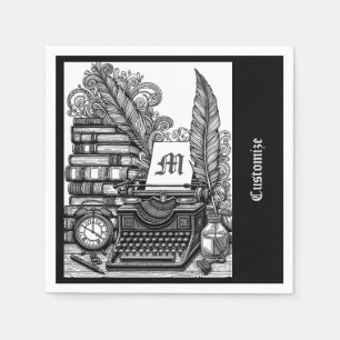 Monogrammed Vintage Writer's Theme Napkin