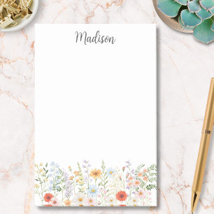 Monogrammed Watercolor Colorful Wild Flower Floral Post-it Notes
