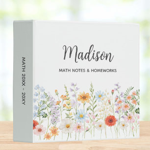 Monogrammed Watercolor Colourful Wild Flower Flora Binder