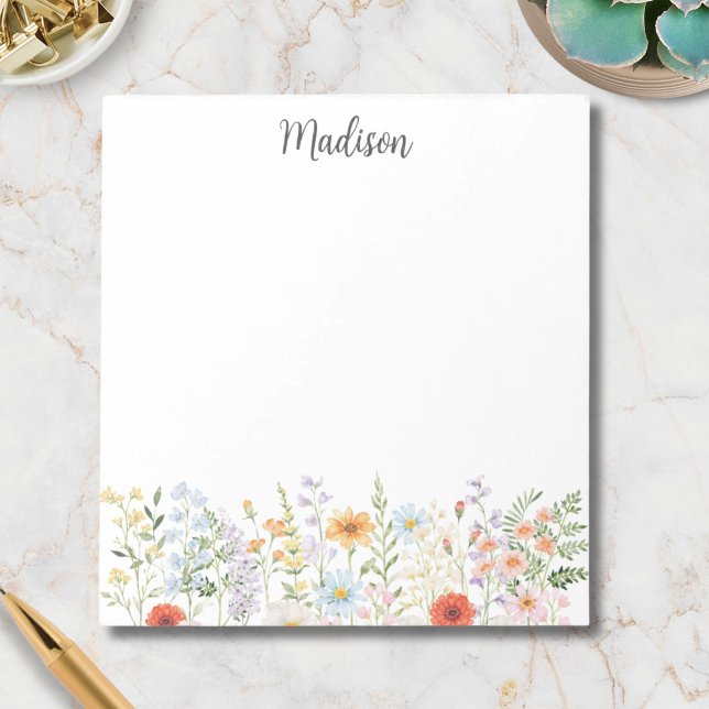 Monogrammed Watercolor Colourful Wild Flower Flora Notepad (Creator Uploaded)