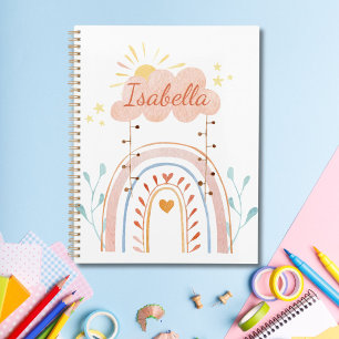 Monogrammed Watercolor Cute Rainbow Kids Planner