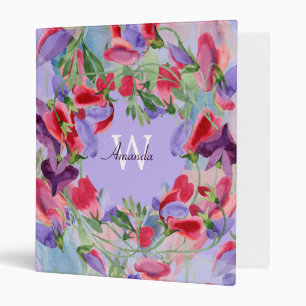 Monogrammed Watercolor Floral Feminine Binder