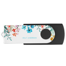 Monogrammed Watercolor Floral Girly