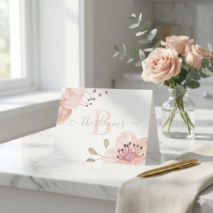 Monogrammed Watercolor Floral Stationary Card