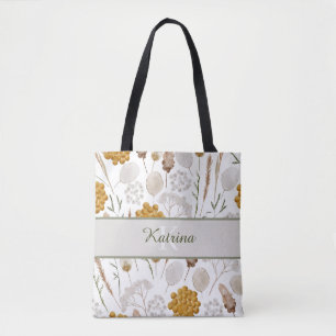 Monogrammed Watercolor Honeycomb Tote Bag