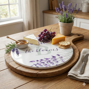 Monogrammed Watercolor Lavender Cutting Board