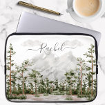 Monogrammed Watercolor Mountain and Forest Laptop Sleeve<br><div class="desc">Elevate your laptop game with our Personalized Watercolor Mountain and Forest Laptop Sleeve!  Customize with a monogram for a touch of rustic charm. Protect your tech in style!</div>