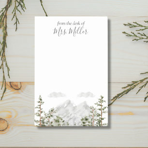 Monogrammed Watercolor Mountain and Forest Post-it Notes