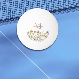Monogrammed Watercolor Wildflower Meadow Floral Ping Pong Ball