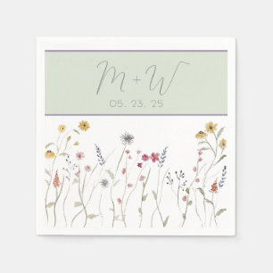 Monogrammed Watercolor Wildflower Napkins