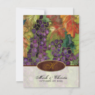 Monogrammed Wedding Invitation Autumn Grape Leaf