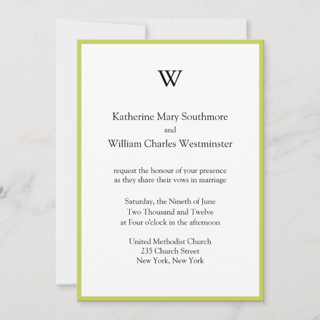 Monogrammed Wedding Invitations (Front)