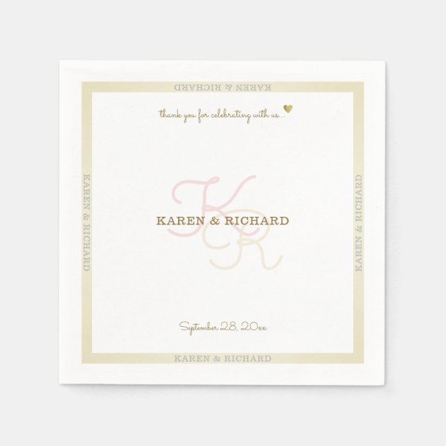 Monogrammed Wedding reception Napkin (Front)