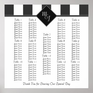 Monogrammed Wedding Reception Seating Chart