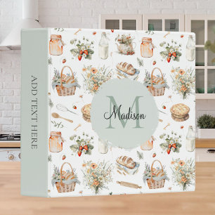 Monogrammed Whimsical Floral Strawberry Recipe Binder