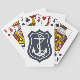 Monogrammed White Nautical Anchor Playing Cards