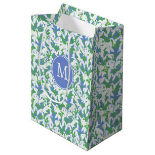 Monogrammed White Snowdrops on Soft Blue Medium Gift Bag
