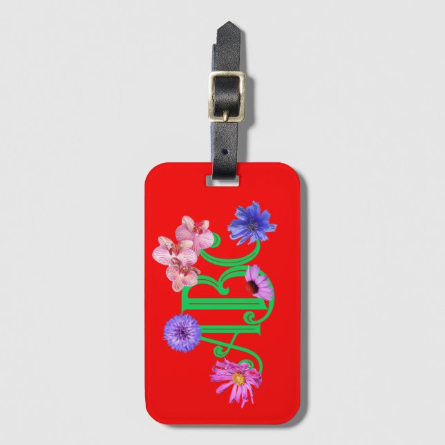Monogrammed 'Wildflowers' Acrylic Luggage Tag (Front Vertical)
