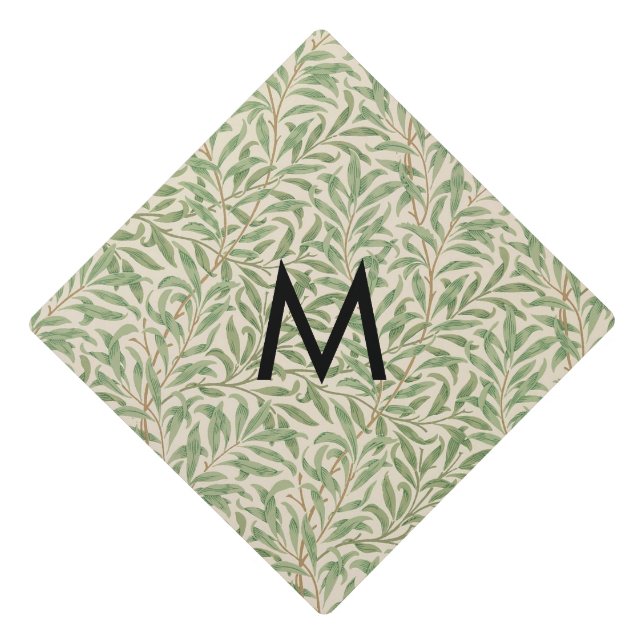 Monogrammed Willow Bough Pattern William Morris Graduation Cap Topper (Front)