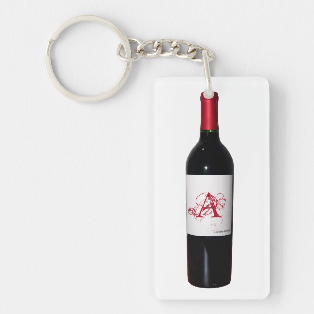 Monogrammed Wine Bottle Acrylic Keychain (Front)