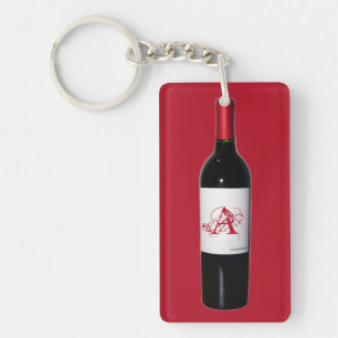 Monogrammed Wine Bottle Acrylic Keychain