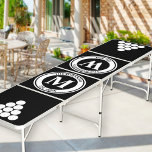 Monogrammed with Circle Pyramid Black Regulation Beer Pong Table<br><div class="desc">Monogrammed Beer Pong Table which you can personalize. This simple and stylish regulation size table is black with white circle pyramids at each end, to use as cup placement guides. The logo badge style monogram can be customized with your business or family name, year established and your initials. You can...</div>
