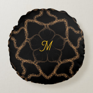 Monogrammed with tan design round pillow