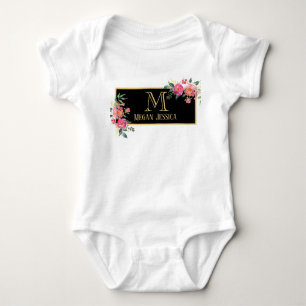 monogrammed woman personalized name baby girl bodysuit