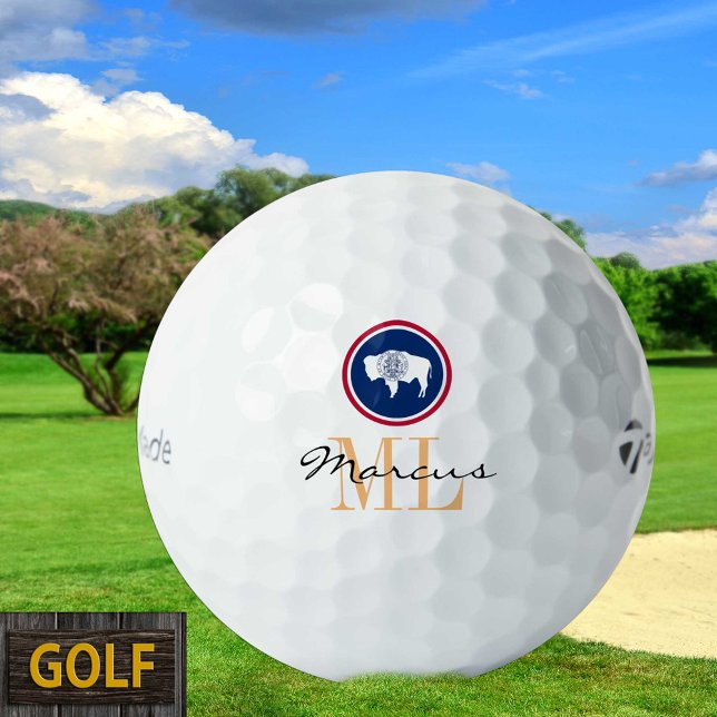 Monogrammed Wyoming Flag & Wyoming, USA Golf Balls (Creator Uploaded)