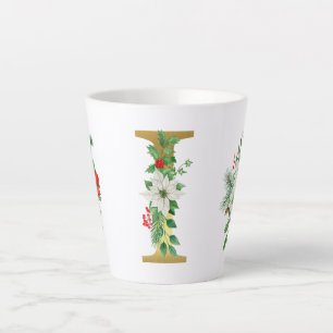 Monogrammed Xmas Latte Mug-Gold Letter Latte Mug