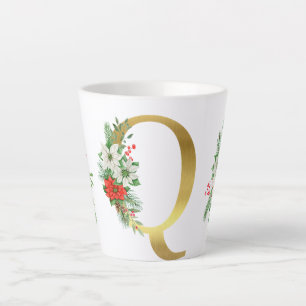 Monogrammed Xmas Latte Mug-Gold Letter Latte Mug