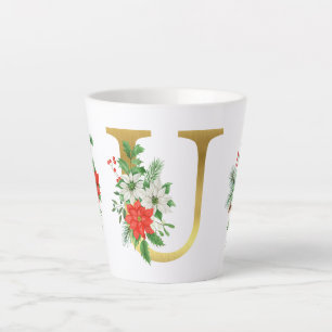 Monogrammed Xmas Latte Mug-Gold Letter Latte Mug