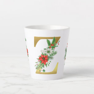 Monogrammed Xmas Latte Mug- Gold Letter Mug