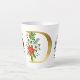 Monogrammed Xmas Latte Mug- Gold Letter Mug
