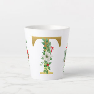 Monogrammed Xmas Latte Mug-Gold Letter Mug