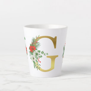 Monogrammed Xmas Latte Mug- Gold Letter Mug