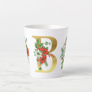 Monogrammed Xmas Latte Mug- Gold Letter Mug