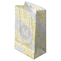 Monogrammed Yellow Grey Floral Damask Pattern