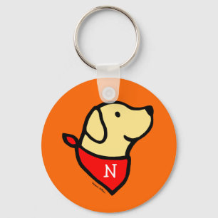Monogrammed Yellow Lab & Scarf Cartoon Keychain