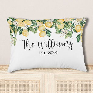 Monogrammed Yellow Lemon Tree Accent Pillow