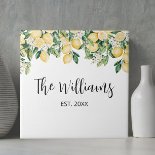 Monogrammed Yellow Lemon Tree Tile