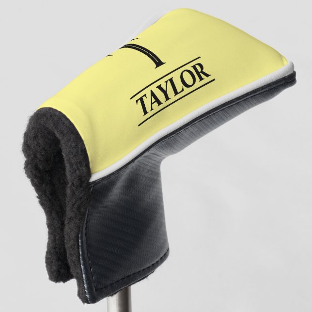 Monogrammed Yellow Putter Golf Head Cover (3/4 Front)