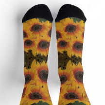 Monogrammed Yellow Sunflower Soul Crew Sock