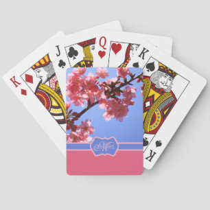 Monogrammed Yokohama Sakura Pink Cherry Blossoms Playing Cards
