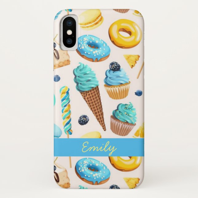 Monogrammed Yummy Ice Cream Doughnuts Cup Cake Case-Mate iPhone Case (Back)