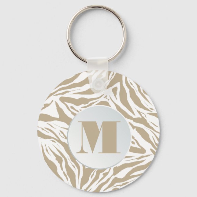 Monogrammed Zebra Animal Print Keychain (Front)