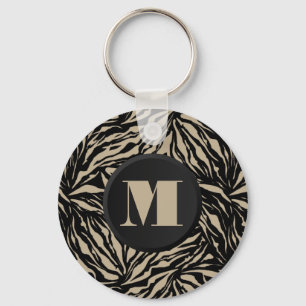 Monogrammed Zebra Animal Print Keychain