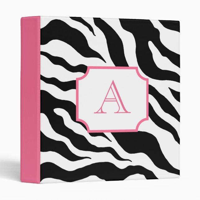 Monogrammed Zebra Print Scrapbook Binder (Front/Spine)