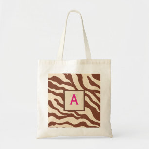 Monogrammed Zebra Print Tote Bag