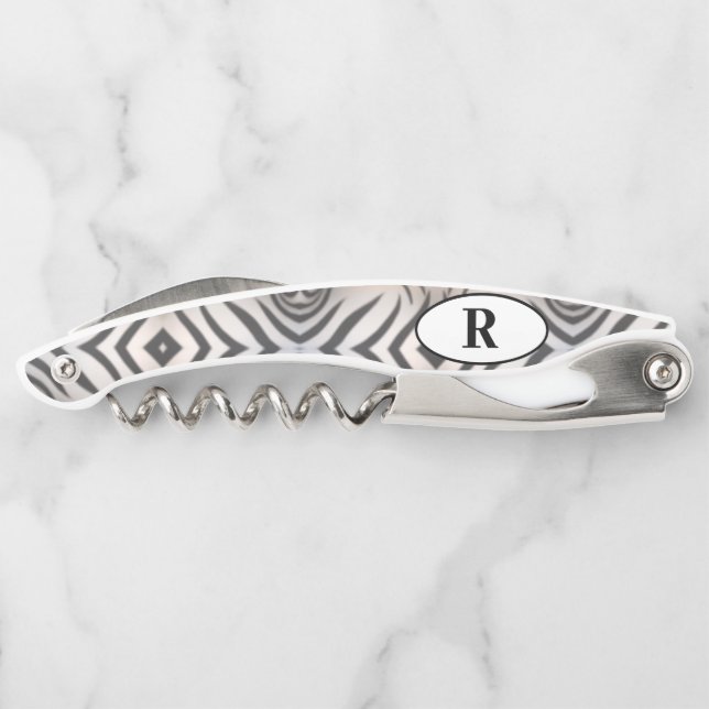 Monogrammed Zebra Striped  Corkscrew (Back)